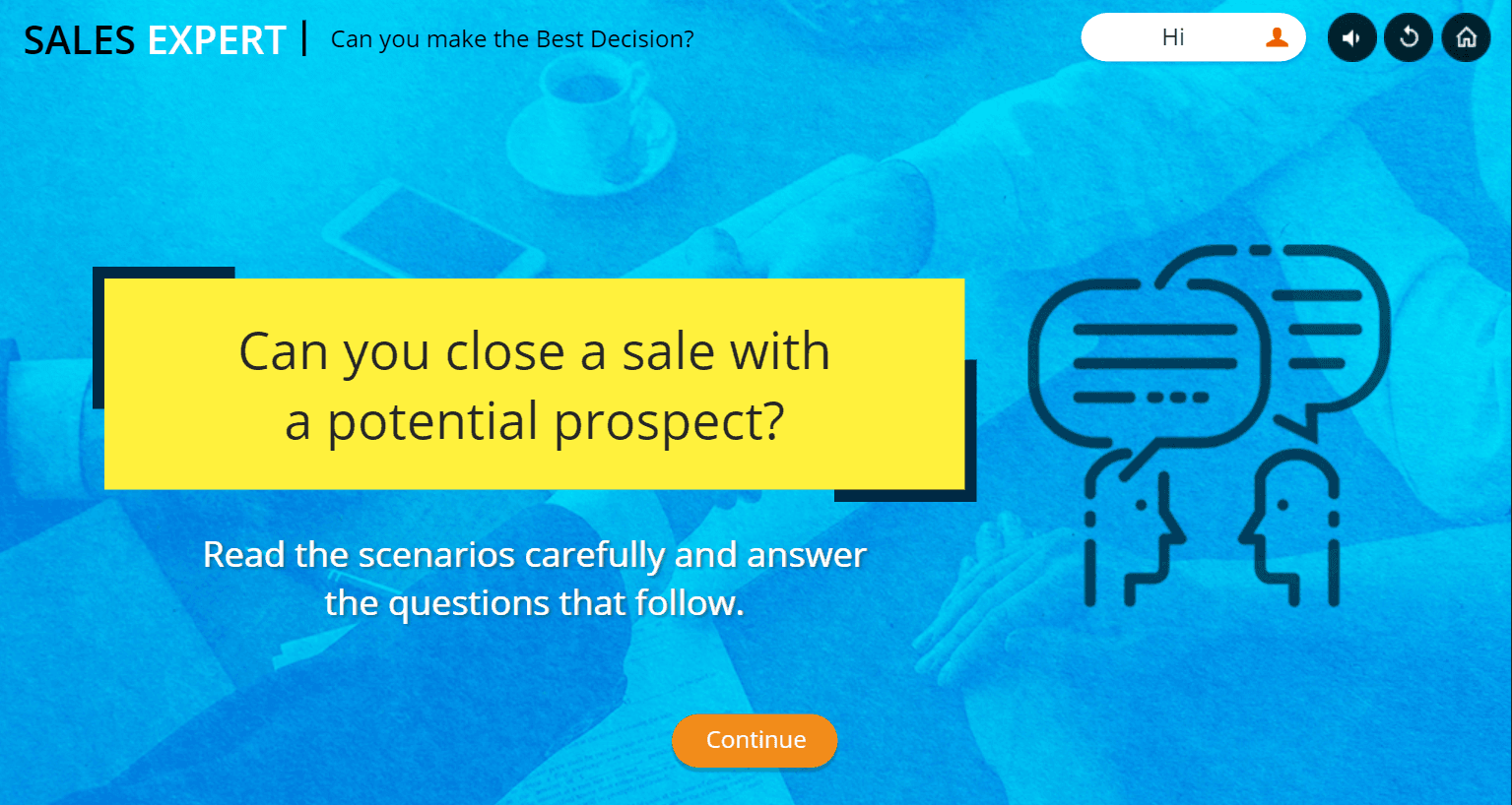 Screenshot of a course on sales training