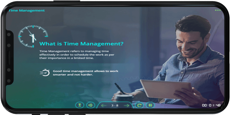 4 Examples Of Mobile Learning For Skills Training 2 Screenshot of a mobile learning module on time management